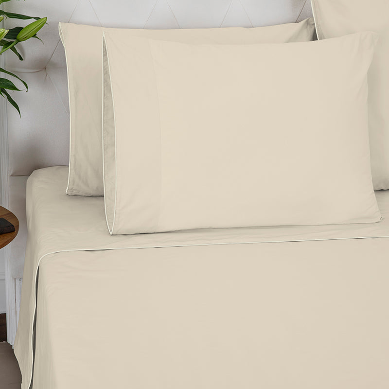 Sateen Spencer Taupe Ivory Sheet Set