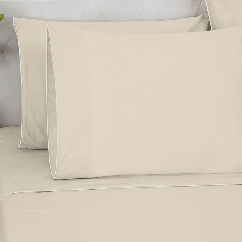 Sateen Spencer Taupe Ivory Standard Pillowcase