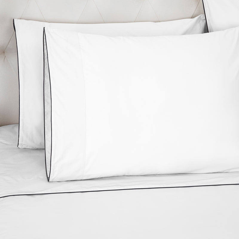 Sateen Spencer White Charcoal Standard Pillowcase