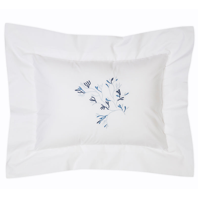 Percale Suez White Cobalt Decorative Pillowcase - NetDécor 