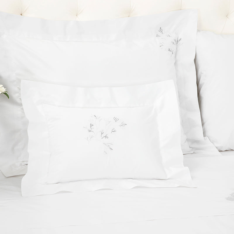 Percale Suez White Grey Decorative Pillowcase - NetDécor 