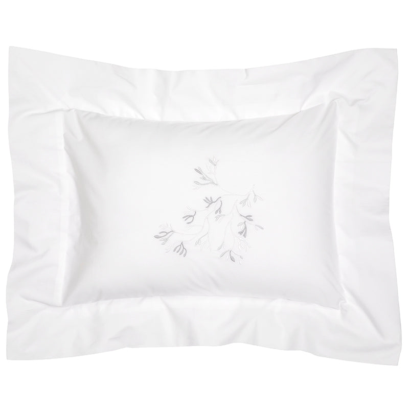 Percale Suez White Grey Decorative Pillowcase - NetDécor 