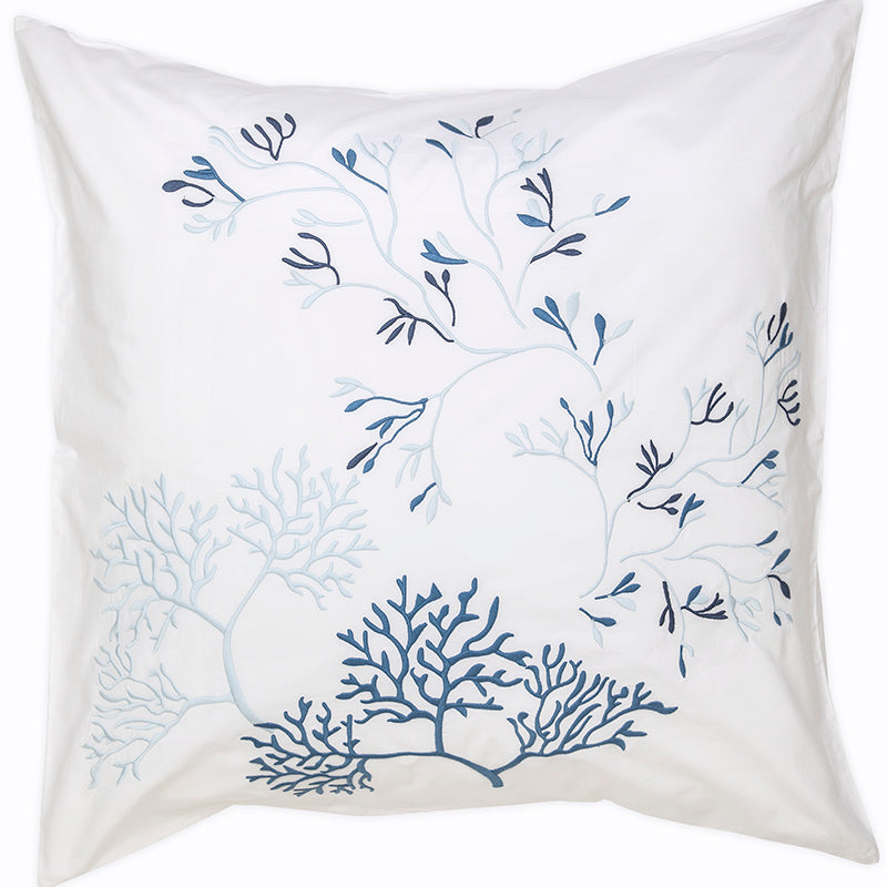 Percale Suez White Cobalt Decorative Pillowcase - NetDécor 