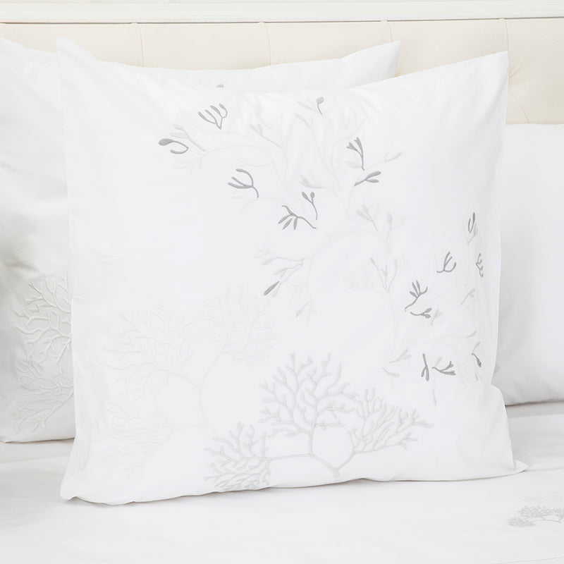 Percale Suez White Grey Decorative Pillowcase - NetDécor 