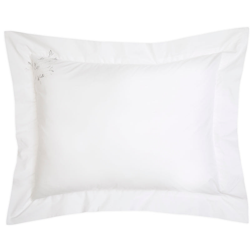 Percale Suez White Grey Oxford Pillowcase - NetDécor 