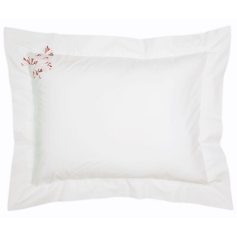 Percale Suez White Orange Oxford Pillowcase - NetDécor 