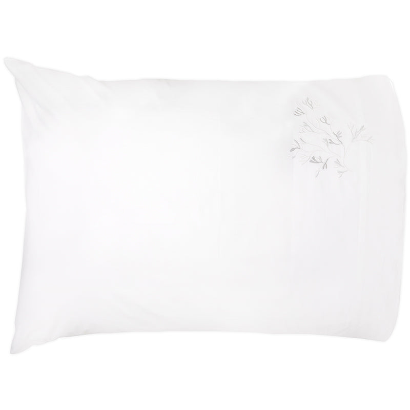 Percale Suez White Grey Standard Pillowcase - NetDécor 