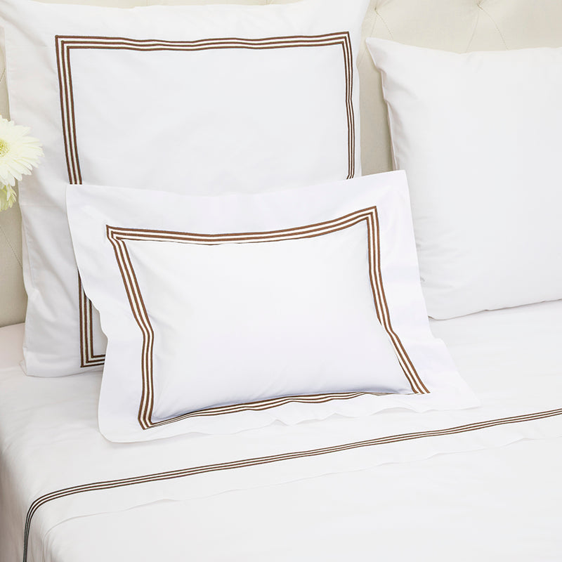 Percale Trafalgar White Charcoal Decorative Pillowcase - NetDécor 