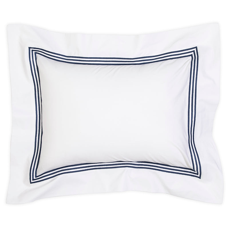 Percale Trafalgar White Cobalt Blue Decorative Pillowcase - NetDécor 