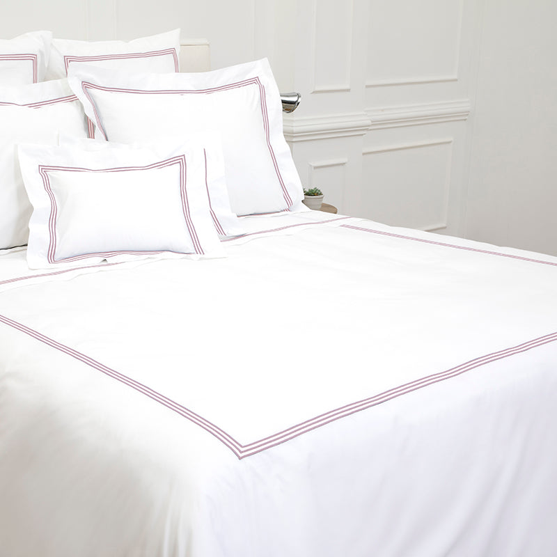 Percale Trafalgar White Blush Duvet Cover - NetDécor 