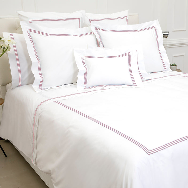 Percale Trafalgar White Blush Duvet Cover - NetDécor 