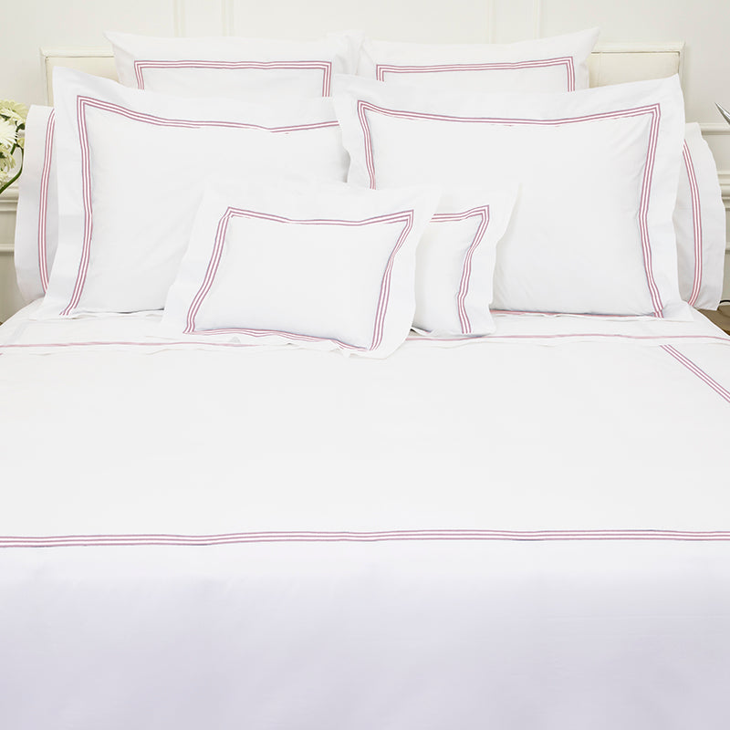 Percale Trafalgar White Blush Duvet Cover - NetDécor 