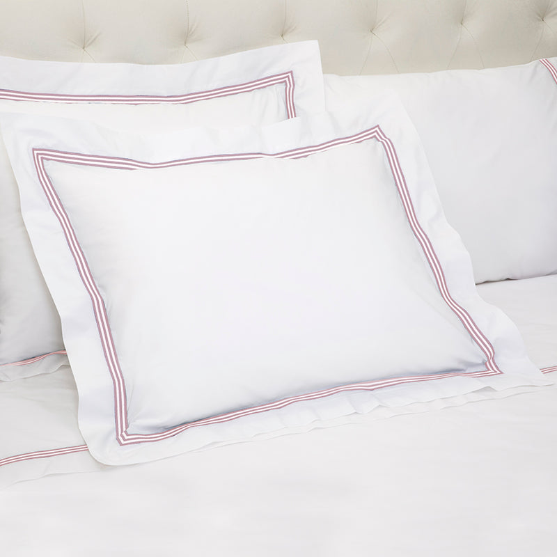 Percale Trafalgar White Blush Oxford Pillowcase - NetDécor 