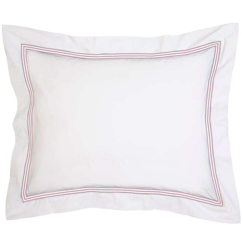 Percale Trafalgar White Blush Oxford Pillowcase - NetDécor 