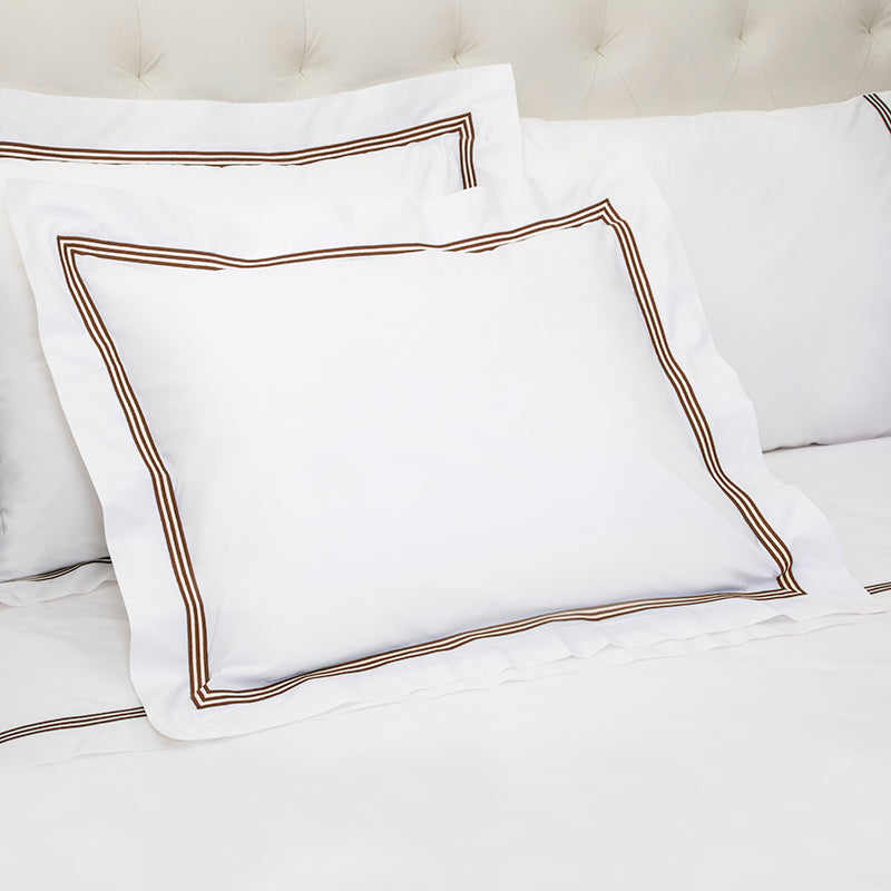 Percale Trafalgar White Charcoal Oxford Pillowcase - NetDécor 