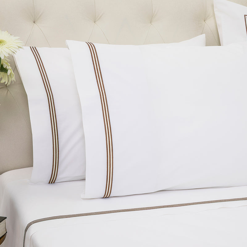 Percale Trafalgar White Charcoal Standard Pillowcase - NetDécor 