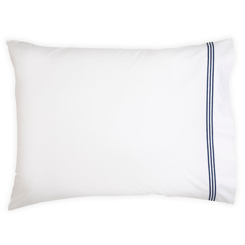 Percale Trafalgar White Cobalt Blue Standard Pillowcase - NetDécor 