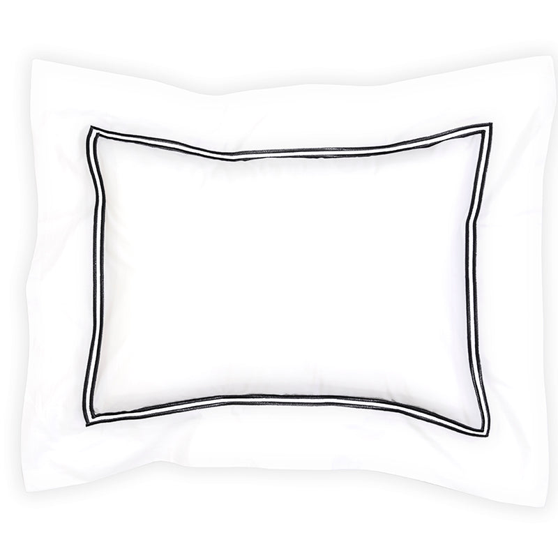 Percale Two Row Satin Cord White Black Decorative Pillowcase