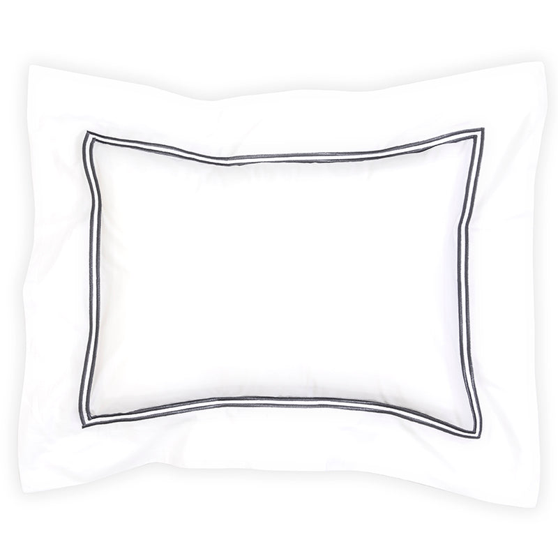 Percale Two Row Satin Cord White Charcoal Decorative Pillowcase
