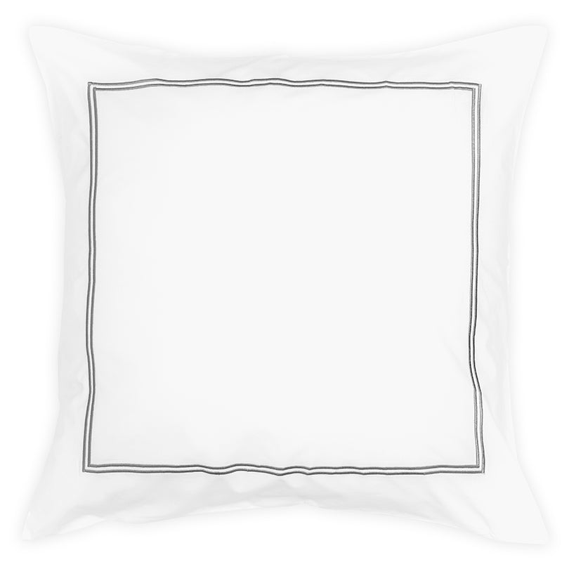 Percale Two Row Satin Cord White Grey Decorative Pillowcase