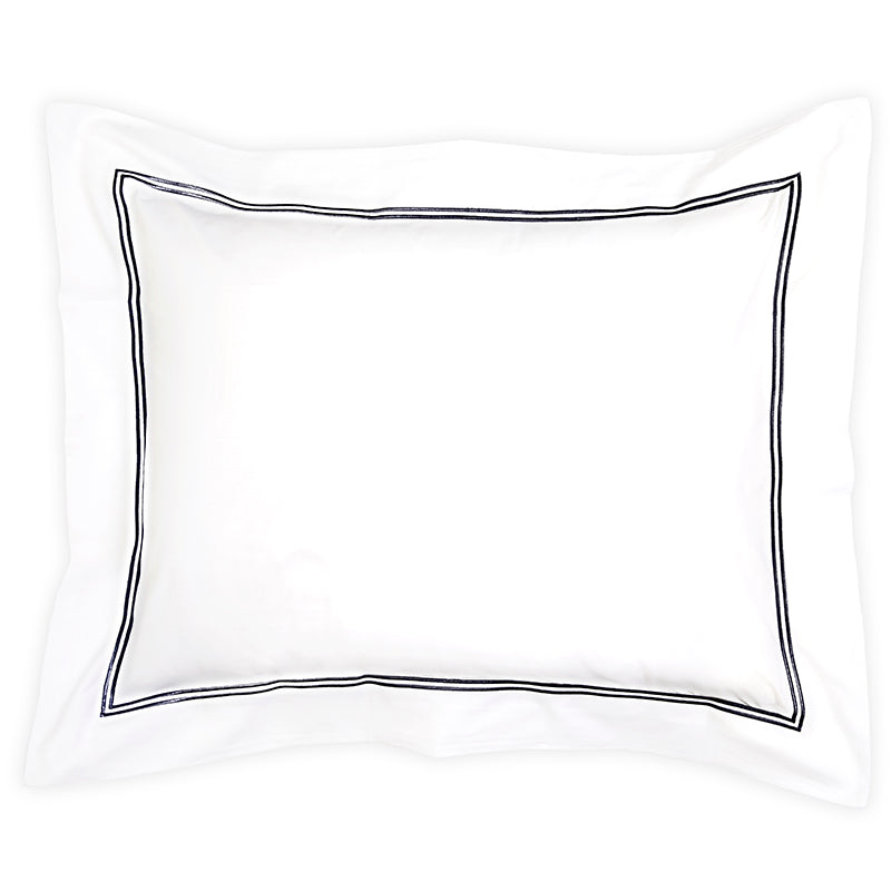 Percale Two Row Satin Cord White Black Oxford Pillowcase