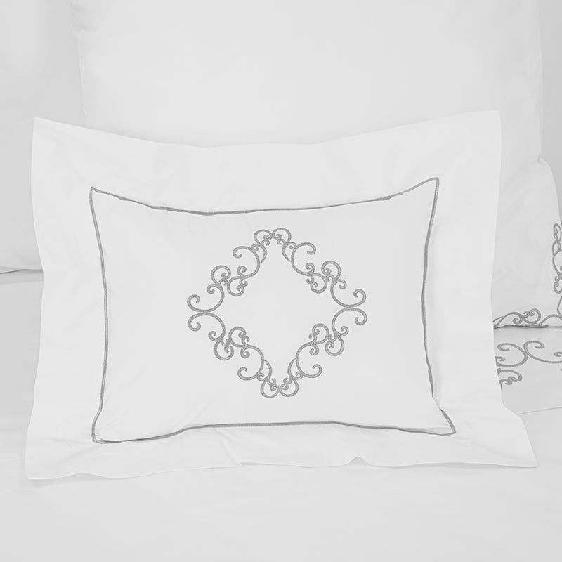 Percale Windsor White Grey Decorative Pillowcase - NetDécor 