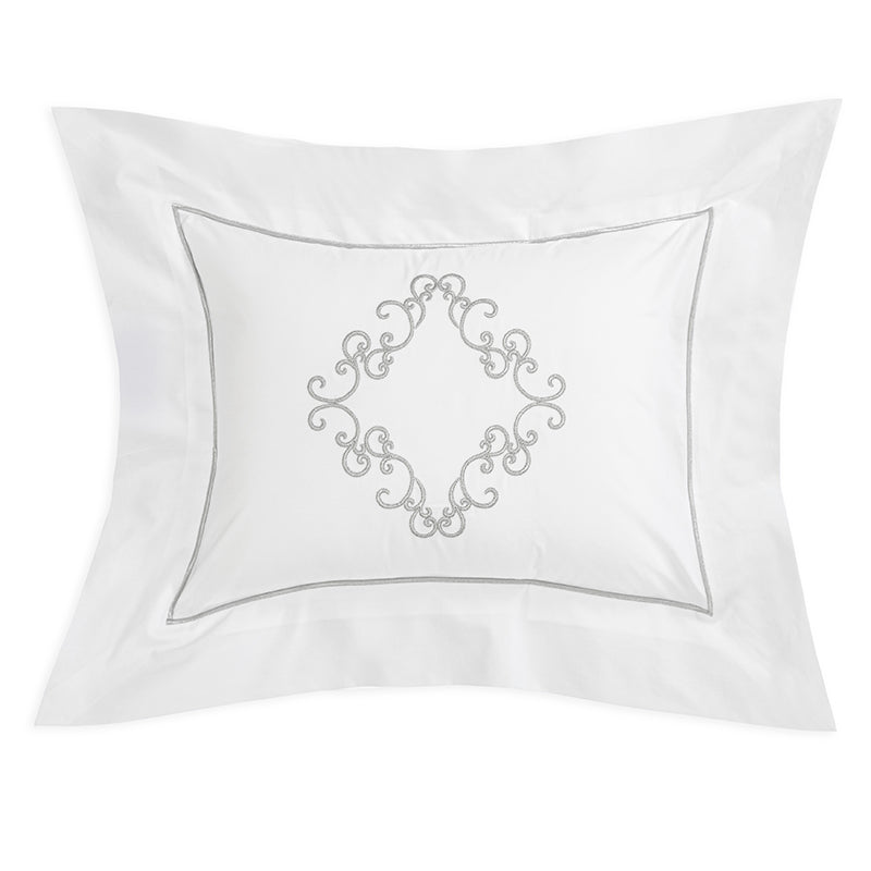 Percale Windsor White Silver Decorative Pillowcase - NetDécor 