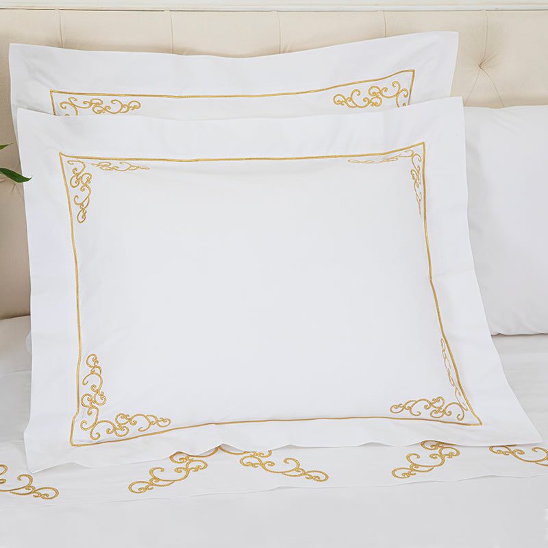 Percale Windsor White Gold Oxford Pillowcase - NetDécor 