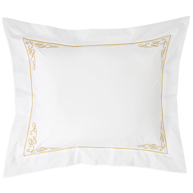 Percale Windsor White Gold Oxford Pillowcase - NetDécor 