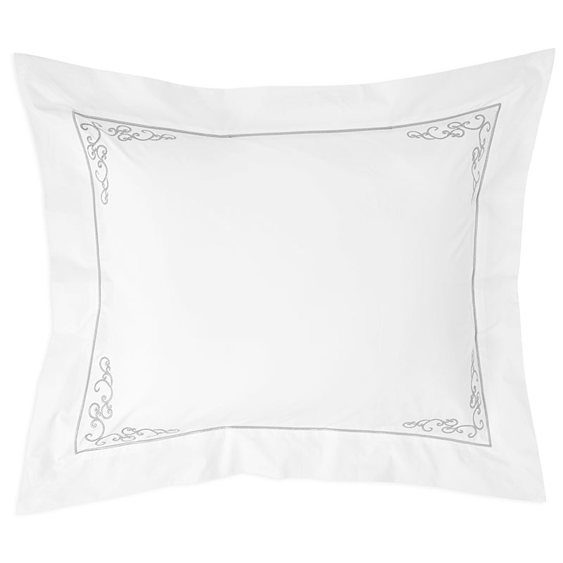 Percale Windsor White Grey Oxford Pillowcase - NetDécor 
