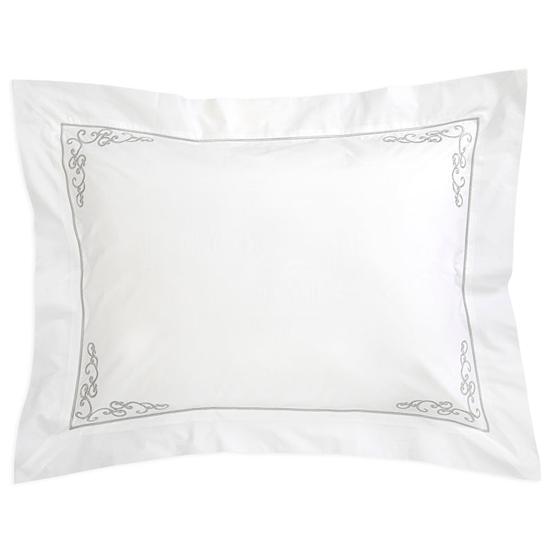 Percale Windsor White Silver Oxford Pillowcase - NetDécor 