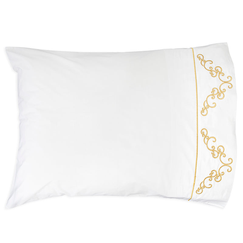 Percale Windsor White Gold Standard Pillowcase - NetDécor 