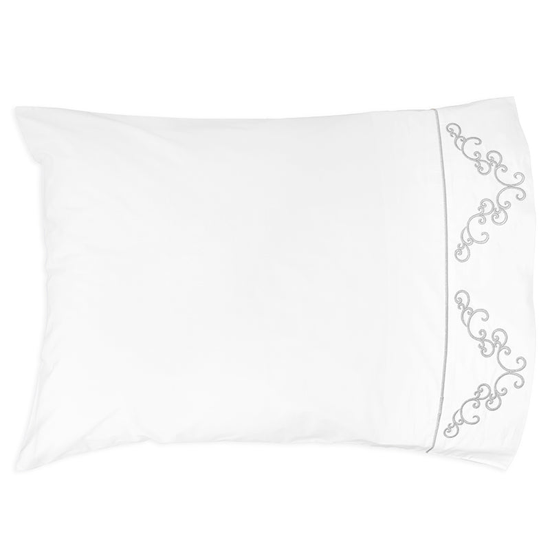 Percale Windsor White Grey Standard Pillowcase - NetDécor 